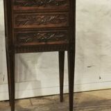 Louis XVI style walnut bedside pair