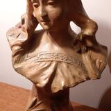 Buste en plâtre ancien 1900 Art nouveau signé Hochoch