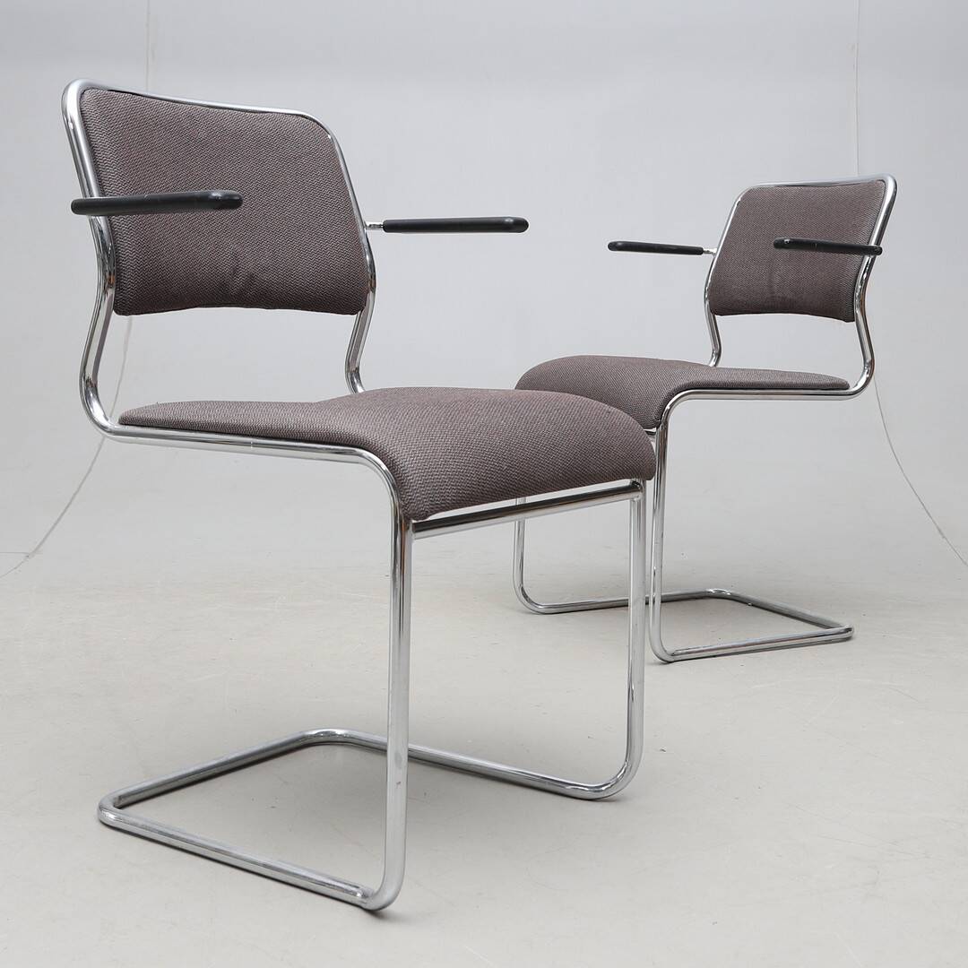 NKR Tranas — Steel Tube Chairs (Pair) — Swedish Modernist Seating — Second