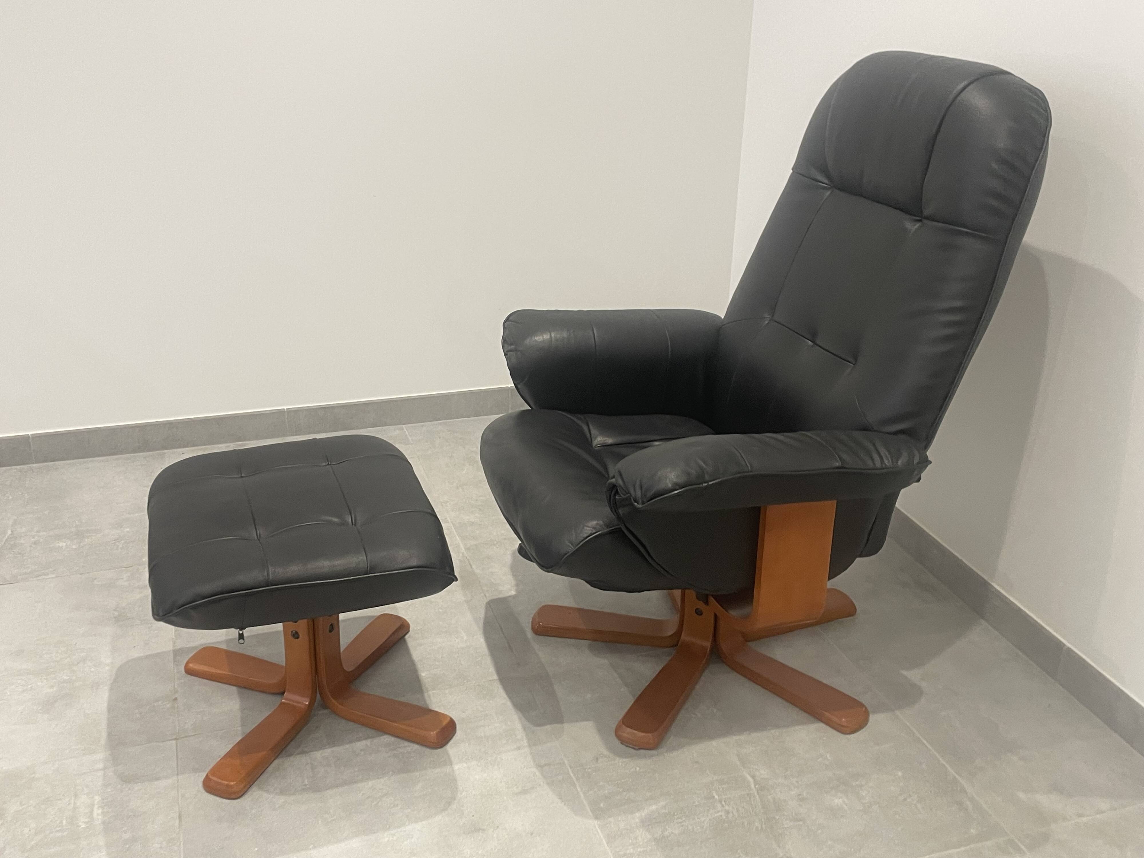 Vintage leather armchair, relaxing