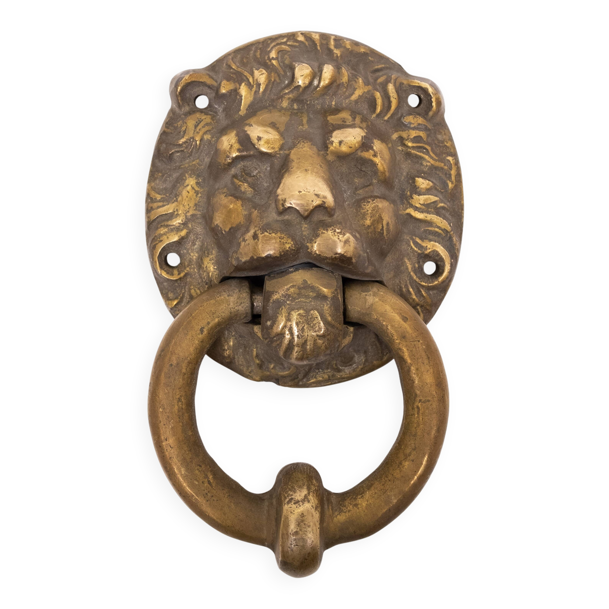 Gilded Bronze Lions head Door Knocker . Early 20th Century Hollan