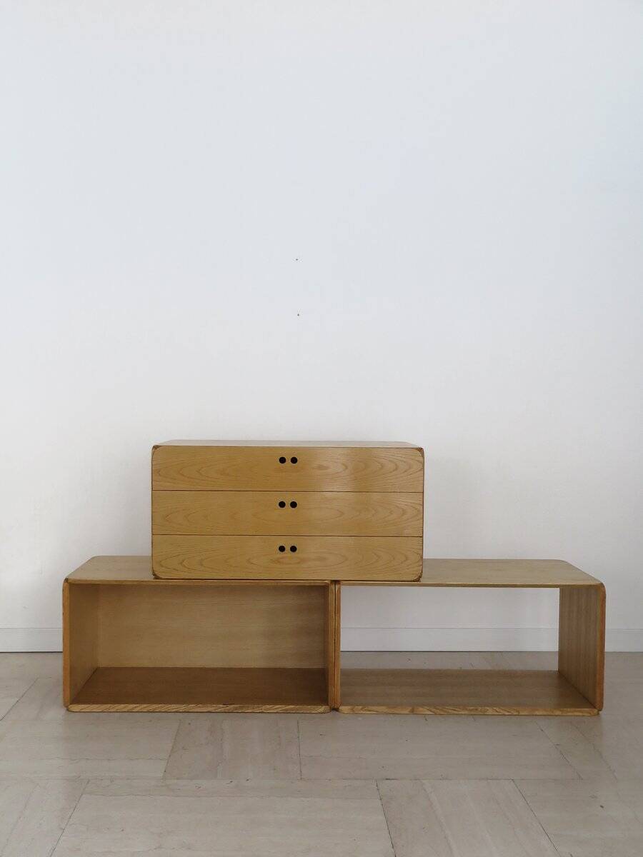 Italian Samara Series Modular Bookcase in Ash by Derk Jan De Vries for Maisa, 1970s