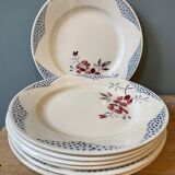 Set of 7 flat plates Digoin Sarreguemines, Barfleur model