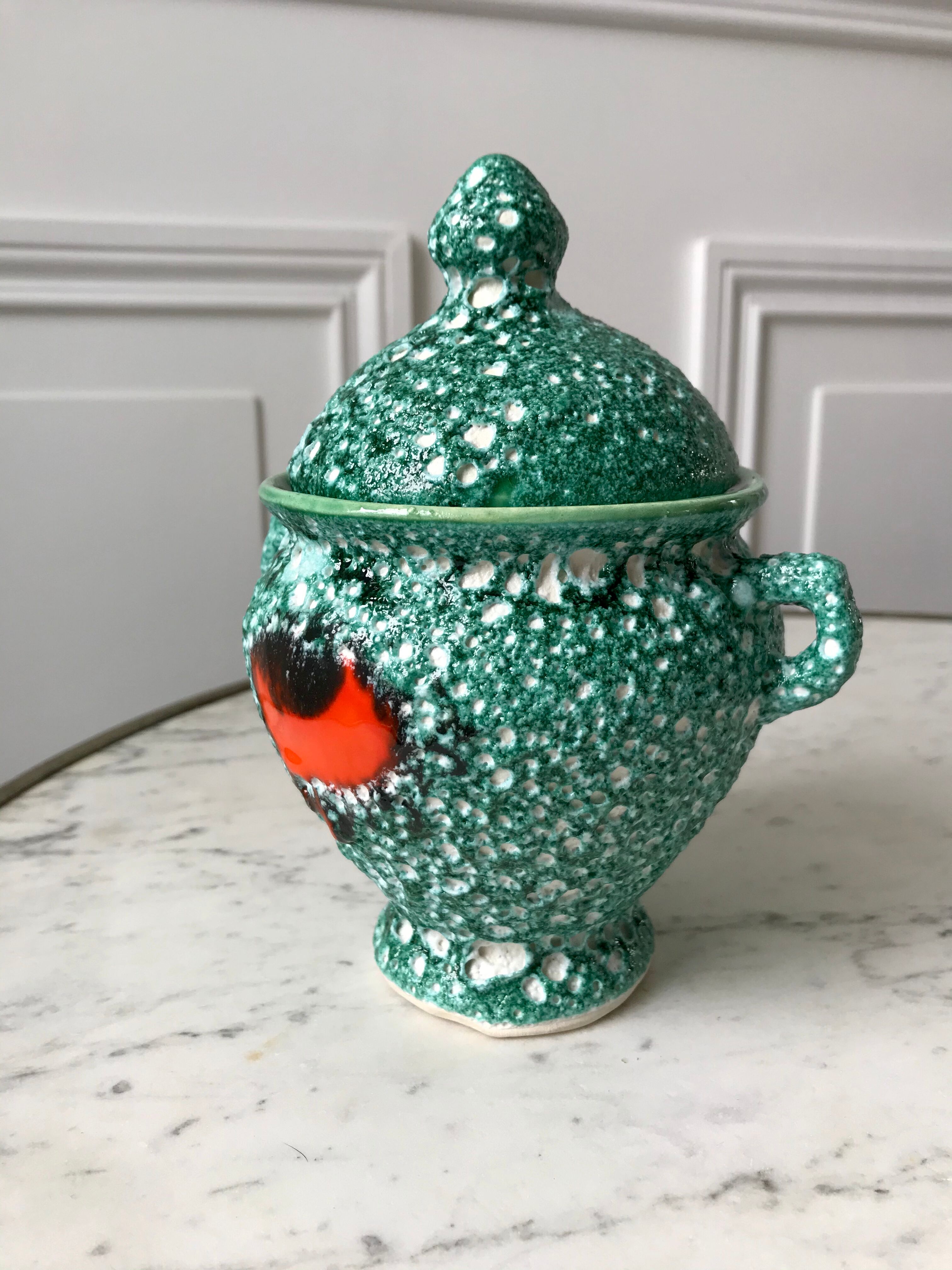 Green pot Vallauris not signed 70s