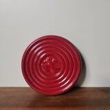 Vintage burgundy red slip ceramic coaster with duck pattern