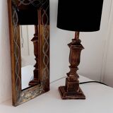Jolie lampe en bois patiné