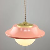 Mid-Century Italian Pink Metal and Brass Pendant Lamp