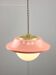 Mid-Century Italian Pink Metal and Brass Pendant Lamp