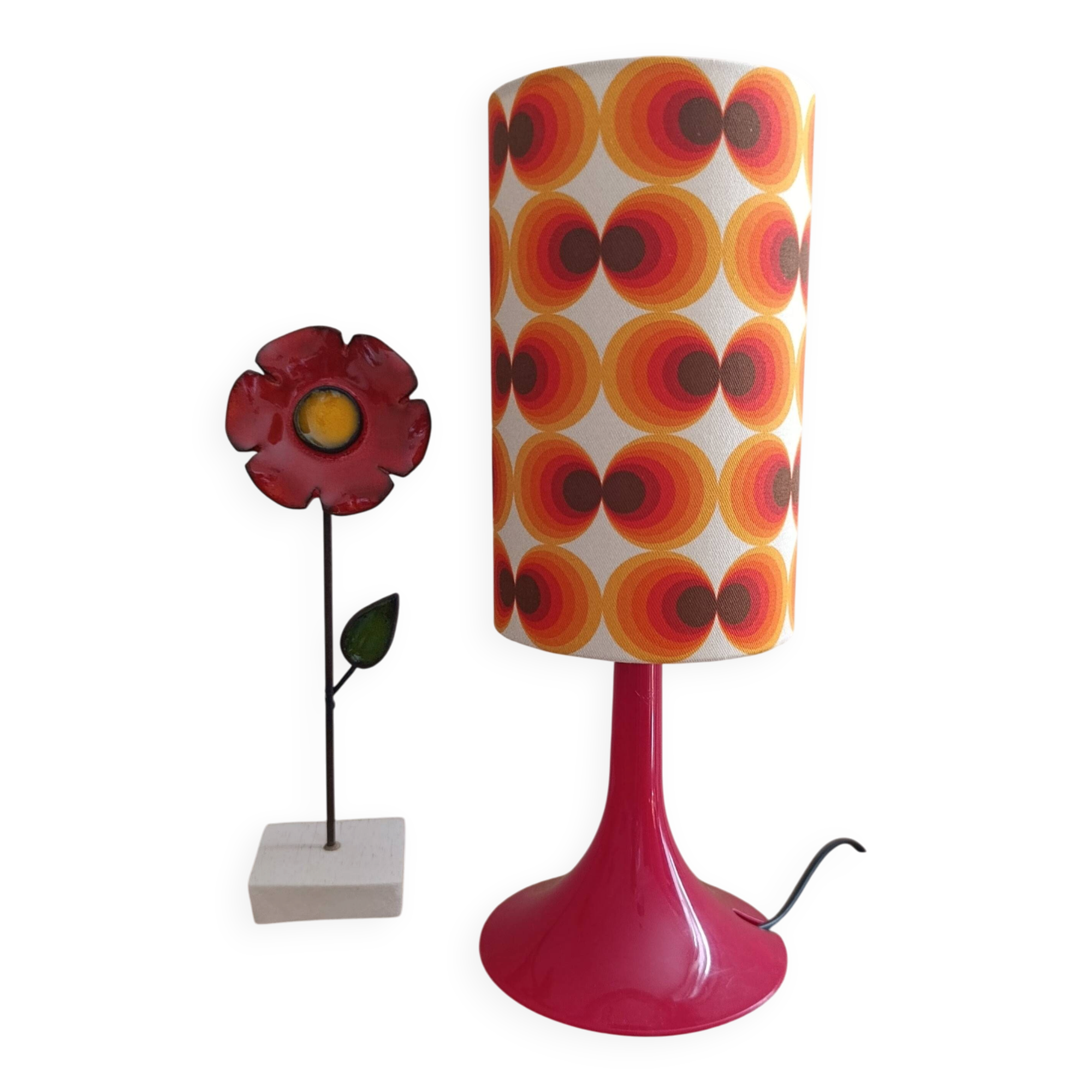 Lampe à poser ambiance seventies | imprimé psychédélique style vintage