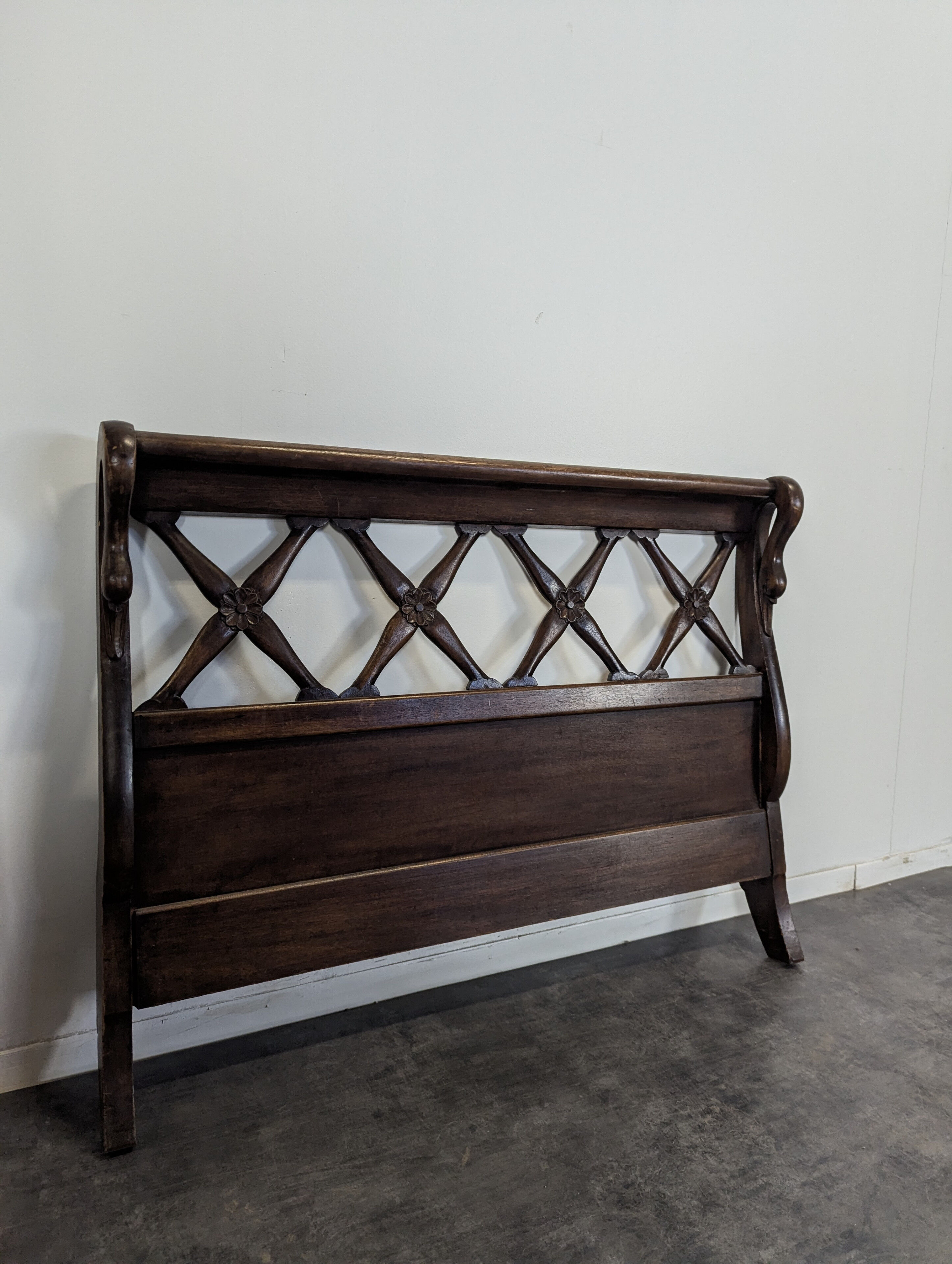 Pair of mahogany swan neck beds