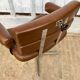 Fauteuil de coiffeur en chrome et skaï marron