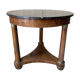 Table guéridon en acajou époque empire piétement tripode, plateau marbre gris