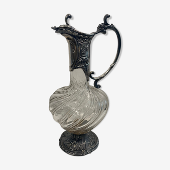 Carafe en verre et métal argenté vers 1900