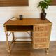 Vintage rattan and woven wicker desk with 4 drawers – Centrepiece – Style
