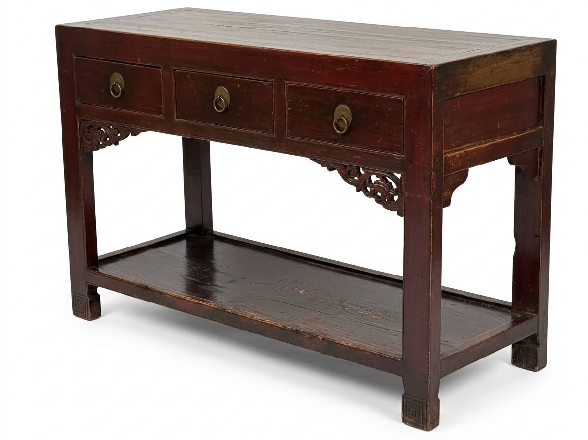 Old console with drawers, solid wood.