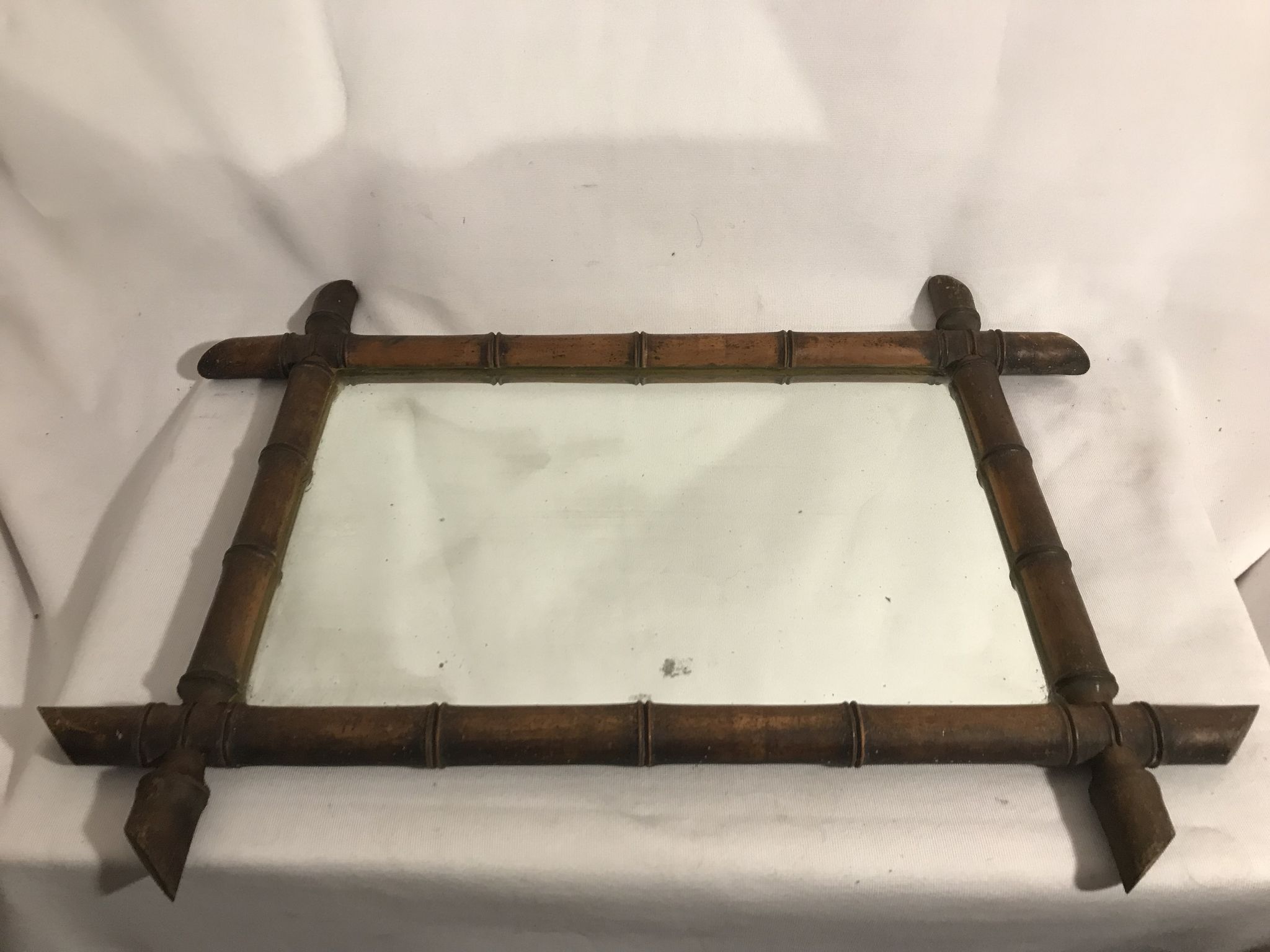 Miroir en bambou années 60 - 63x47cm