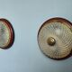 Lot de deux plafonniers en verre et laiton vintage