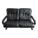 Scandinavian 2-seater sofa 1970s vintage in black leather and curved wood