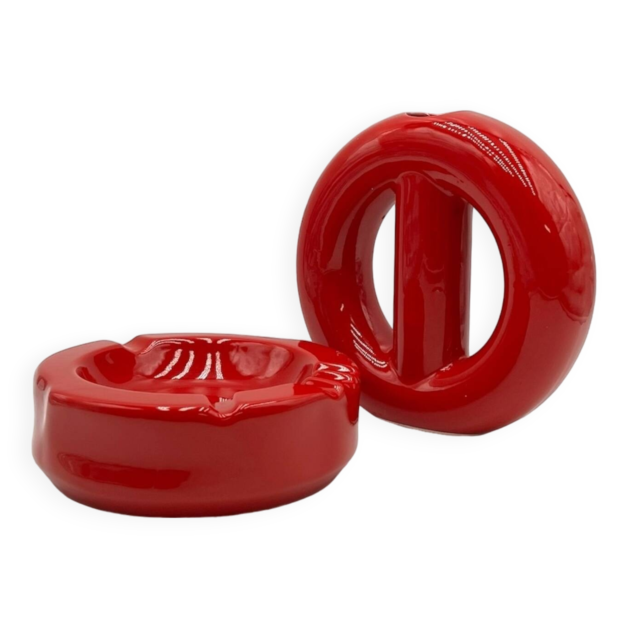 60s Ceramic Decor by Pareschi Laveno: Ashtray and Vase Set