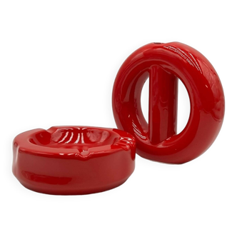 60s Ceramic Decor by Pareschi Laveno: Ashtray and Vase Set