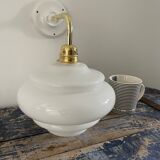 Vintage wall lamp in electrified white opaline to new