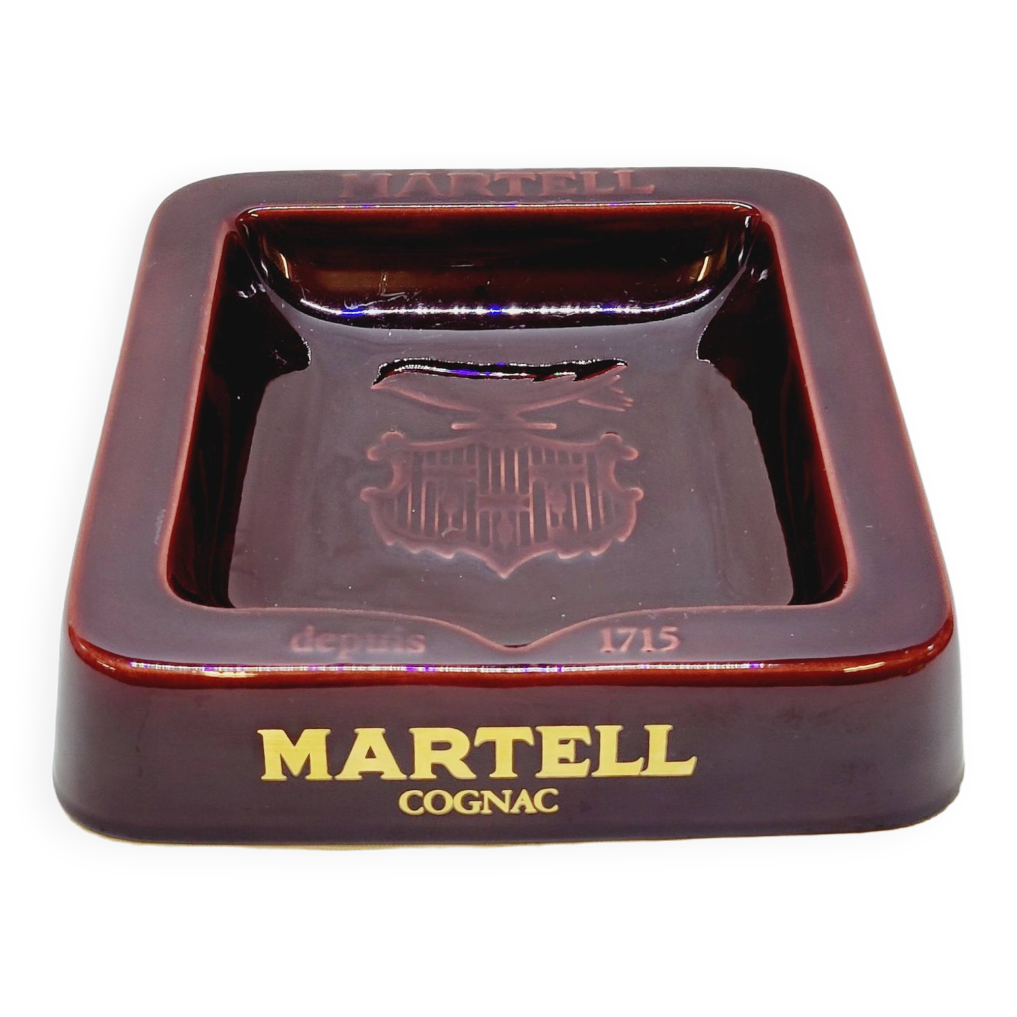 Imposing ceramic advertising ashtray Martell Cognac