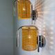Pair of vintage rattan & chrome wall lights, Italy, 1970s
