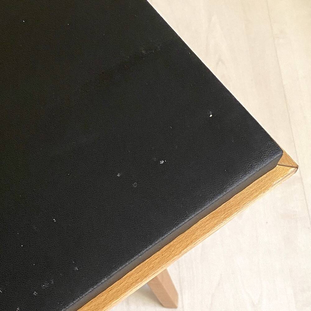 "PLIDEAL" Folding Coffee Table Beech & Faux Leather 1950 Vintage Glamping
