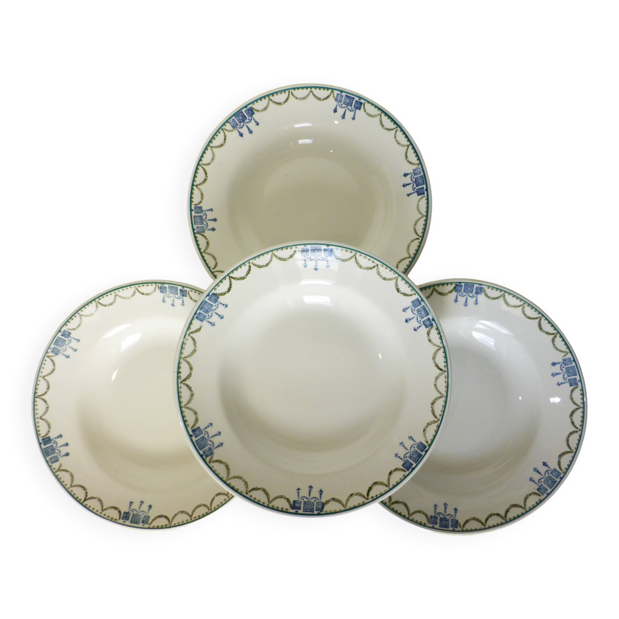 4 vintage deep plates from St Amand 220628