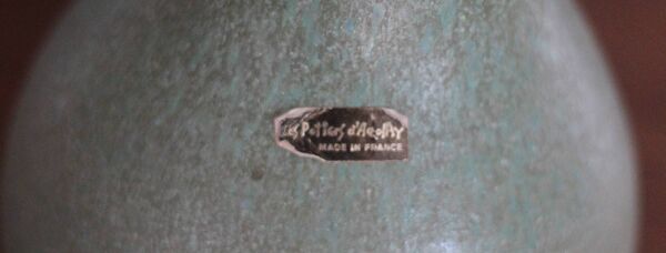 Vase Accolay vintage, vase en céramique vert céladon, pot à fleurs
