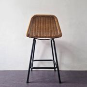Low model stool of wicker and metal by Rohé Noordwolde, The Netherlands 1960's