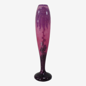 Vase art deco at dahlias signed le verre francais /schneider