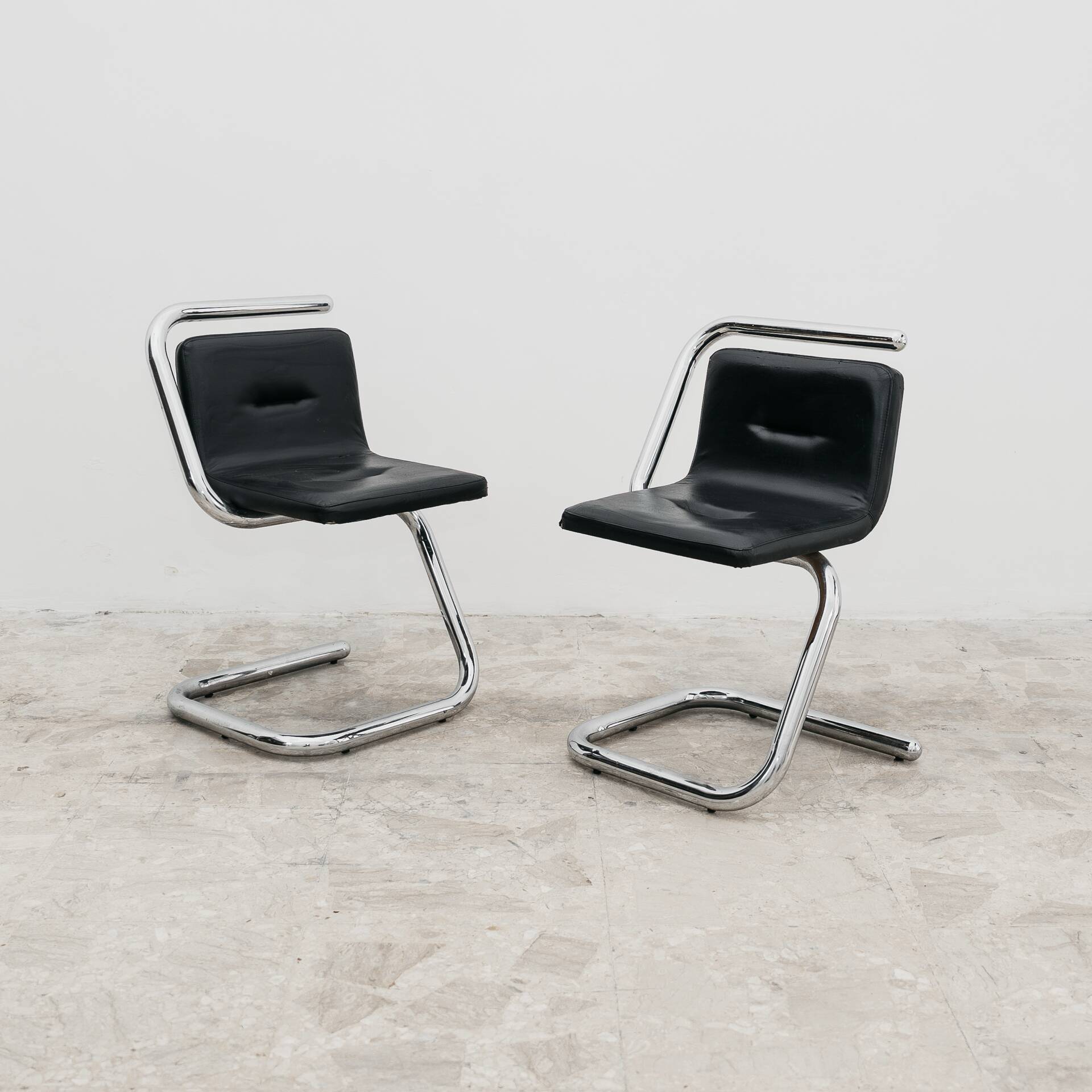 Luigi Bardini Coppia Di Poltroncine Design Anni ‘70 Chrome Tubular