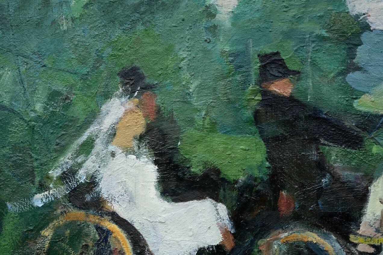 Peinture moderne suédoise 1973 huile sur panneau Ove Olson (1903-1975)