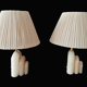 Pair of Art Deco marble alabaster pleated shade table lamps vintage