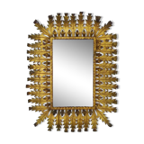 Old rectangular oak leaf mirror in gilded metal Spain 60 70