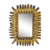 Old rectangular oak leaf mirror in gilded metal Spain 60 70