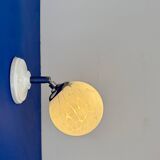 Vintage glass globe wall light from Clichy, white.