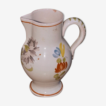 Flowered earthenware jug