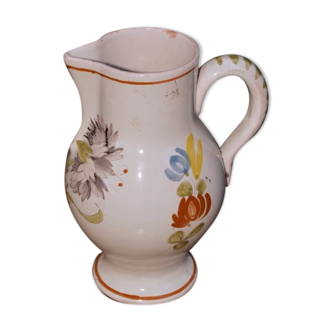 Flowered earthenware jug