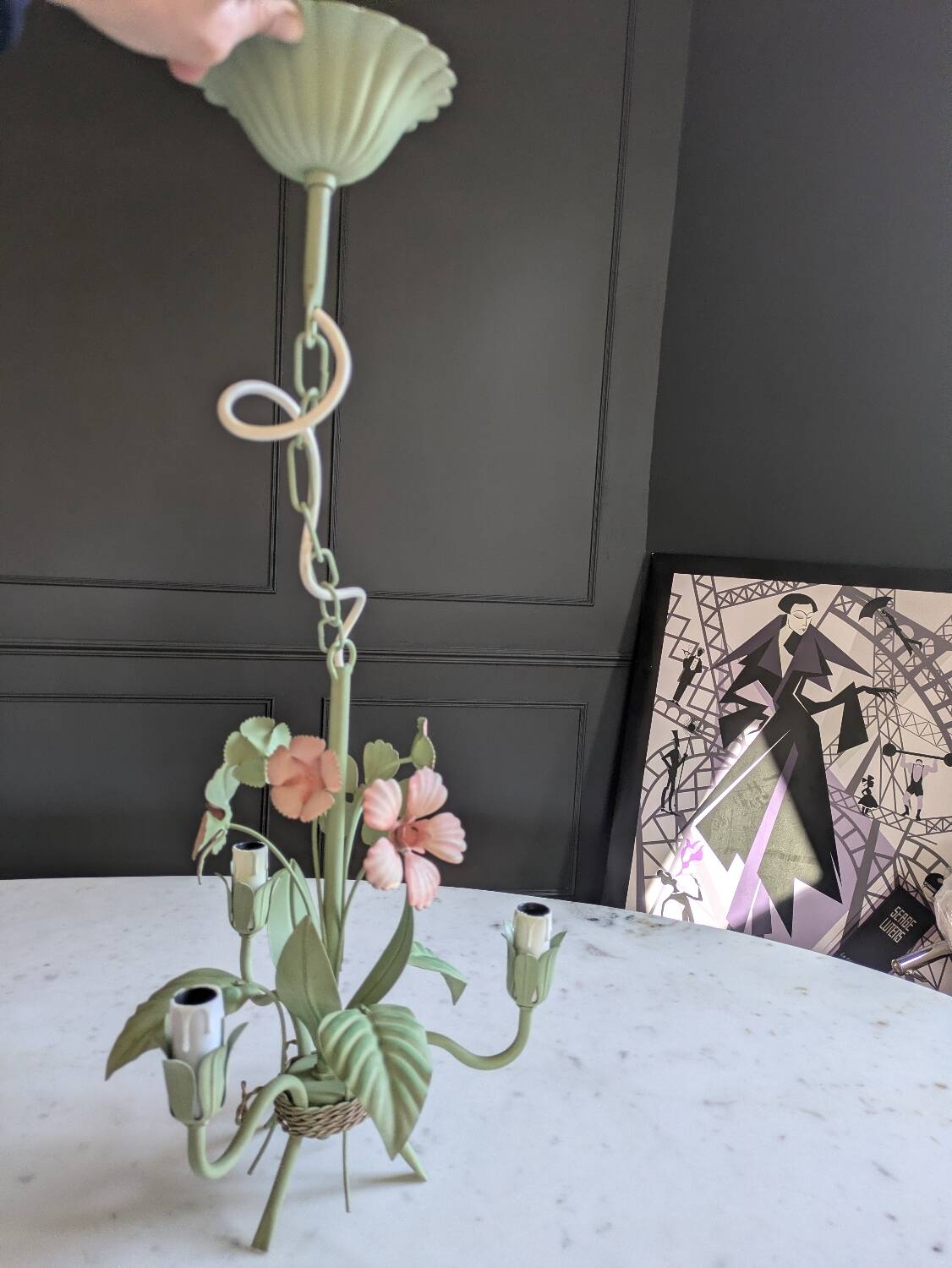Ancien lustre fleuri italien