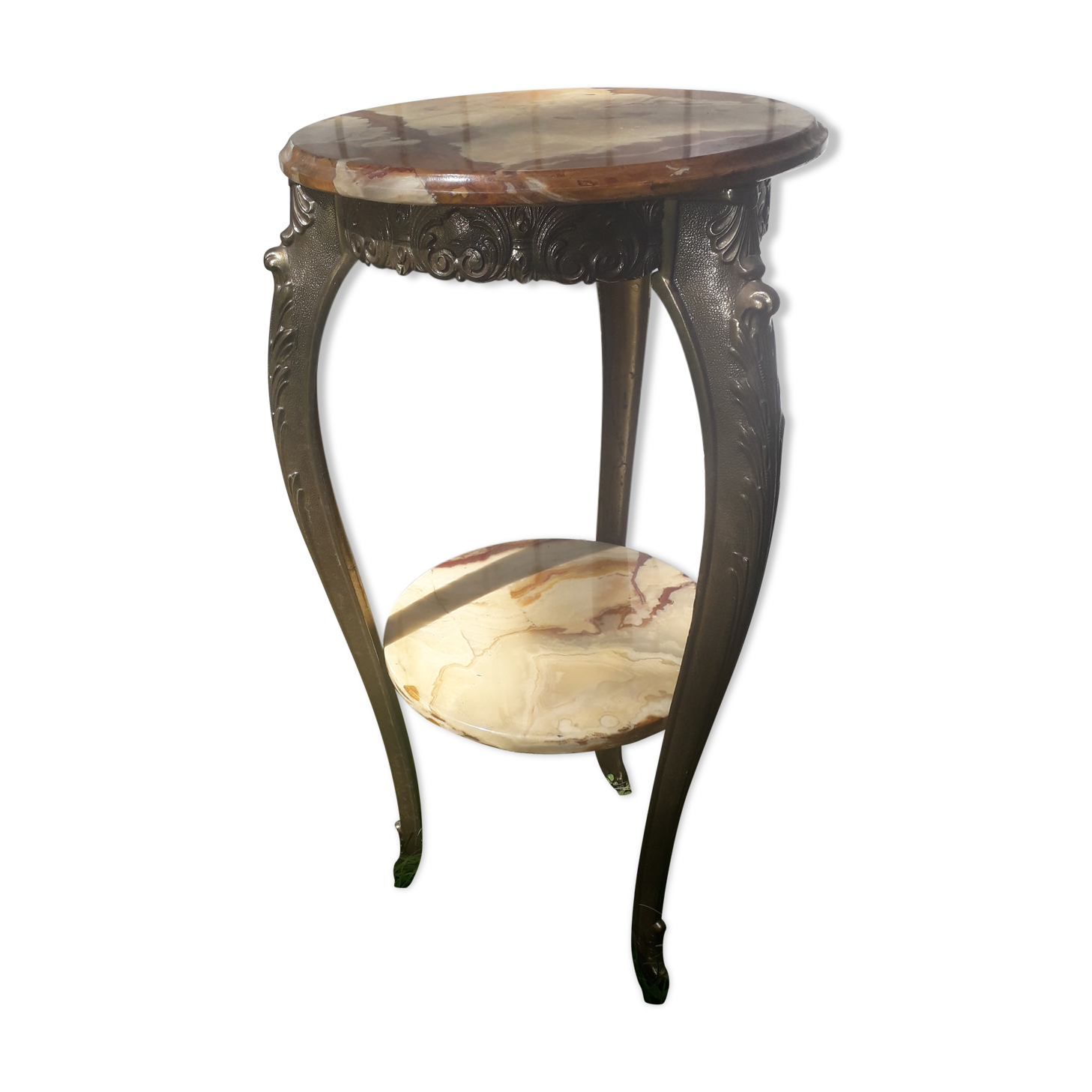 Brass and onyx side table