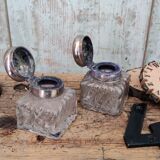 Lot de deux encriers en cristal