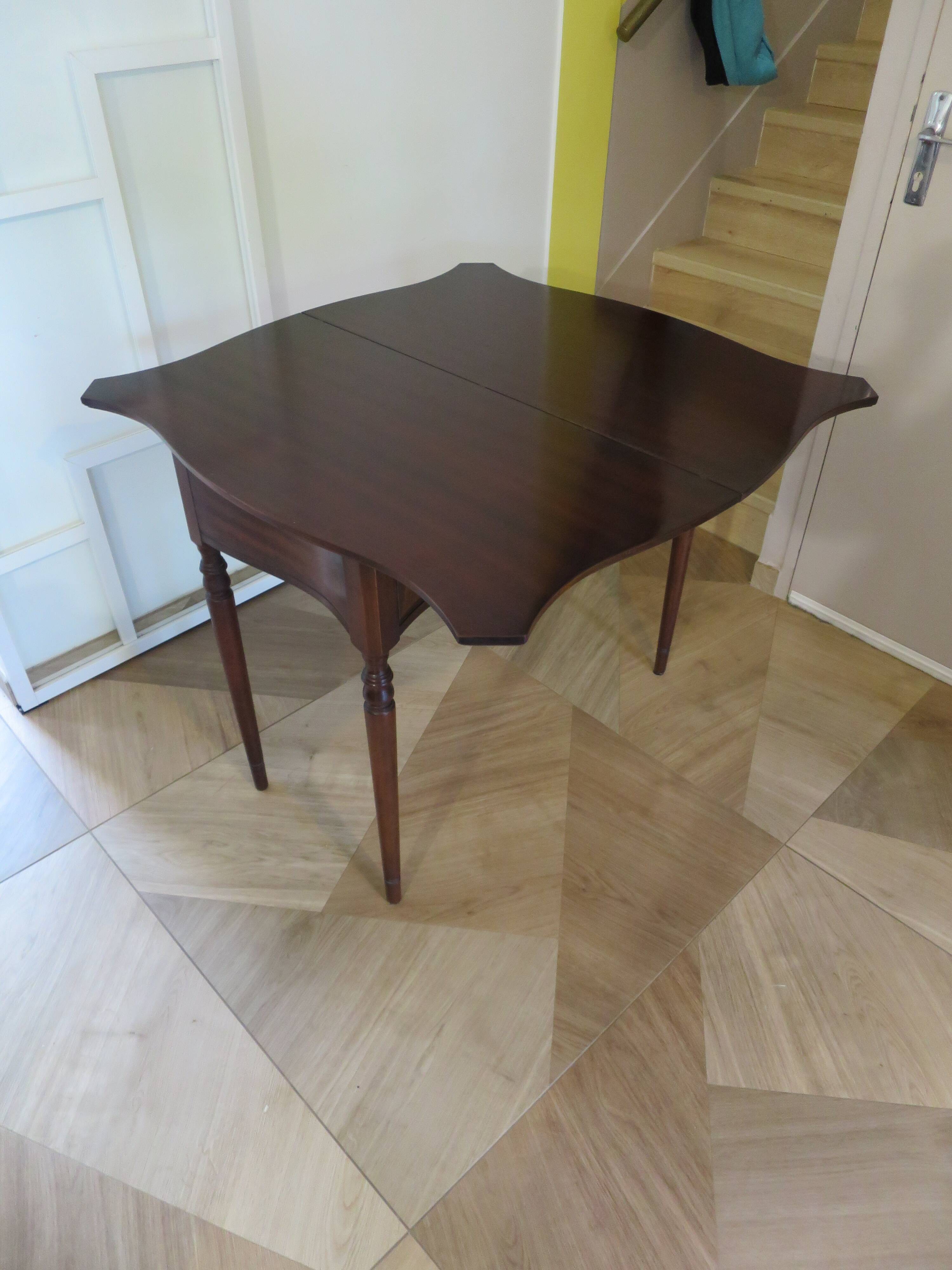 Table d’appoint extensible -Bureau-Années 80-Louis XV-teinte acajou