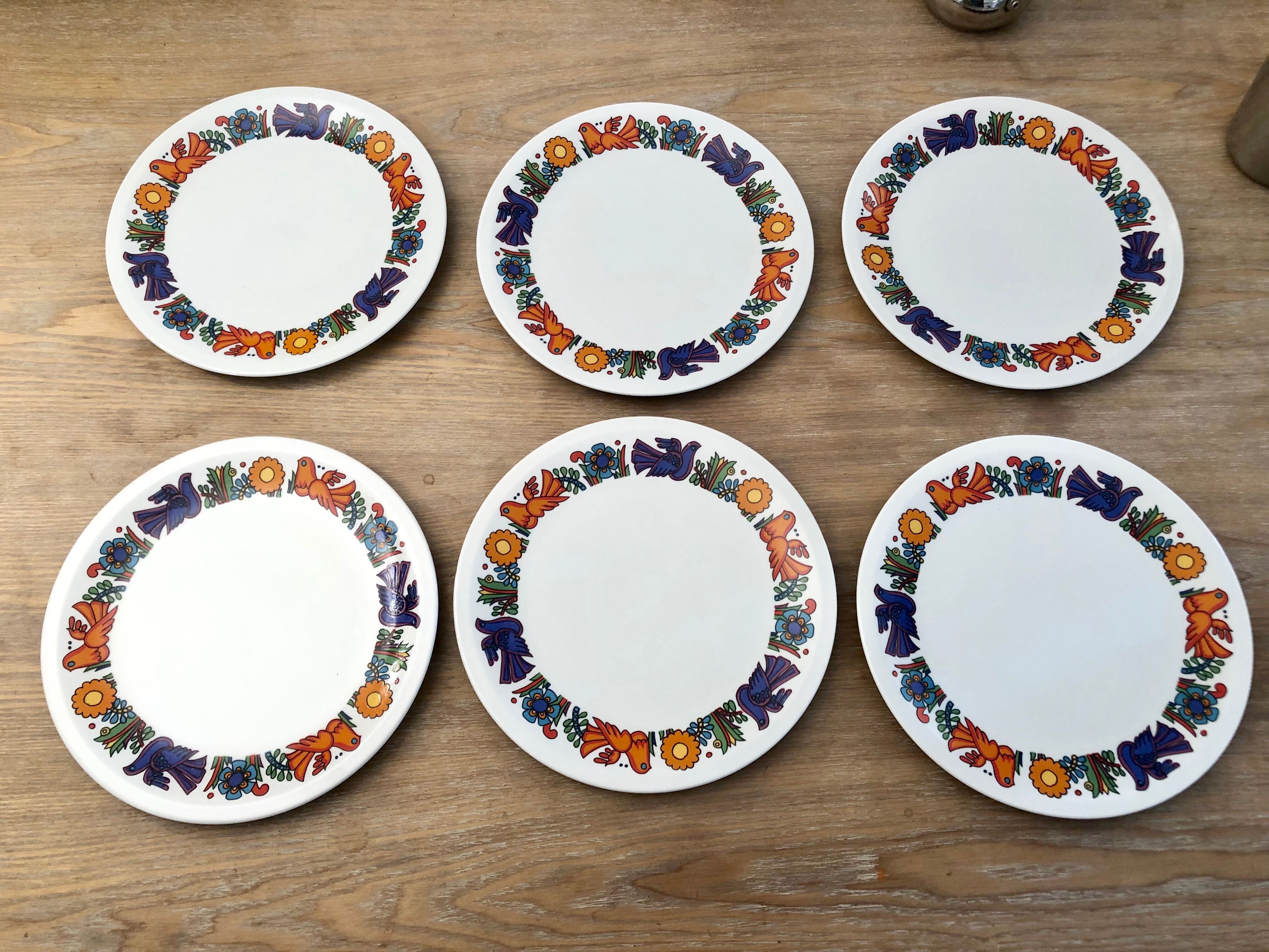 6 dessert plates Villeroy & Boch service Acapulco vintage 70