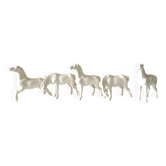 5 White Porcelain Glazed Horses of Happiness Figurines Statuettes