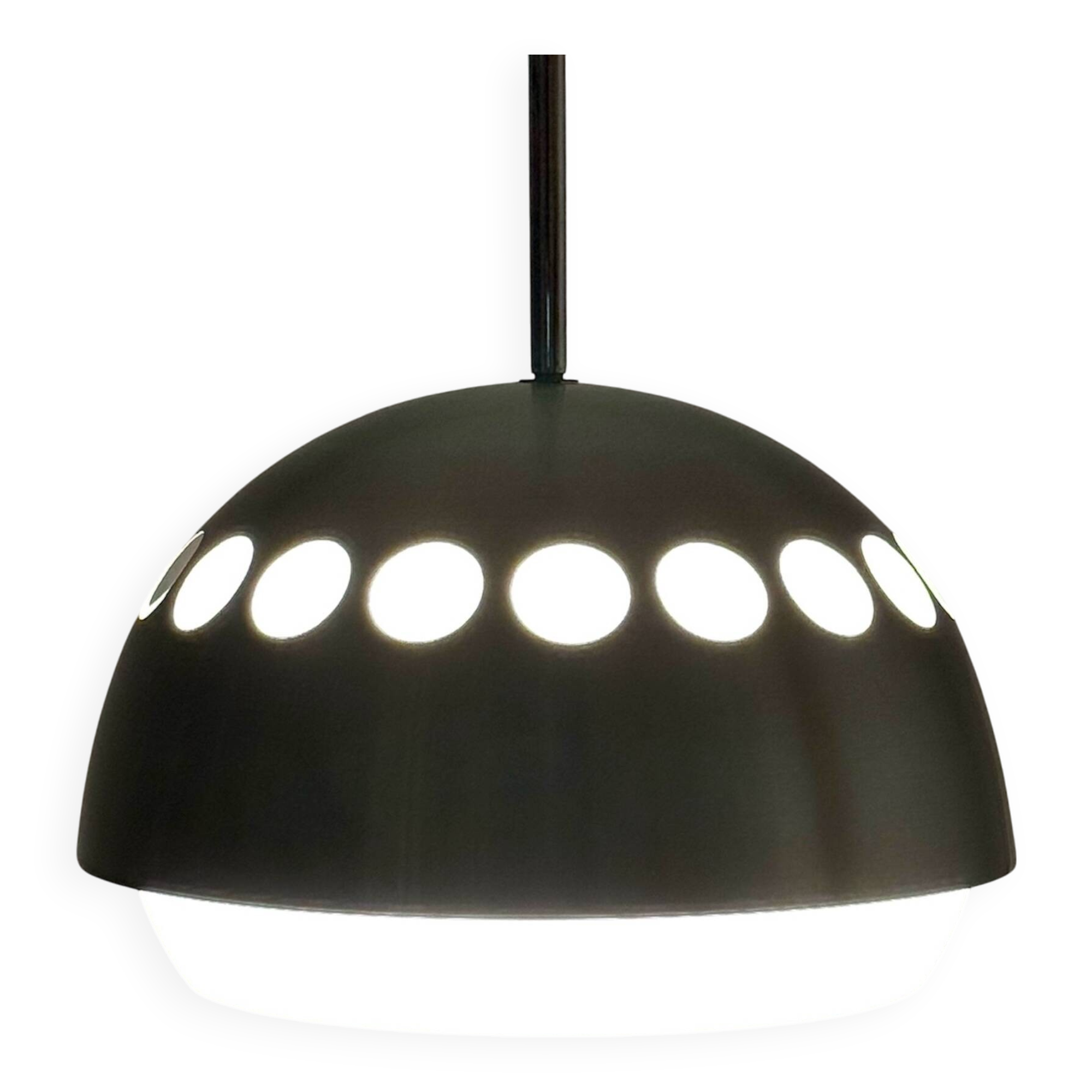 Grande suspension Space Age avec abat-jour en métal et ABS, années 1970