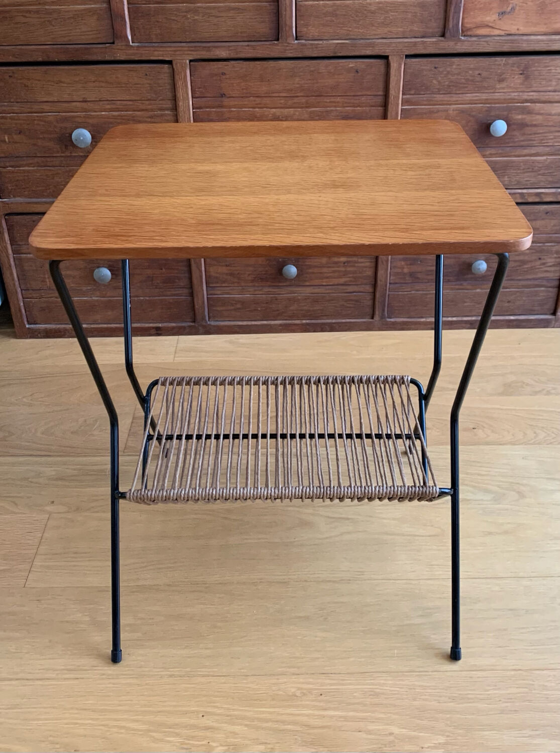 Vintage magazine rack side table