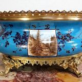 Planter in glazed porcelain and gilded bronze late nineteenth
