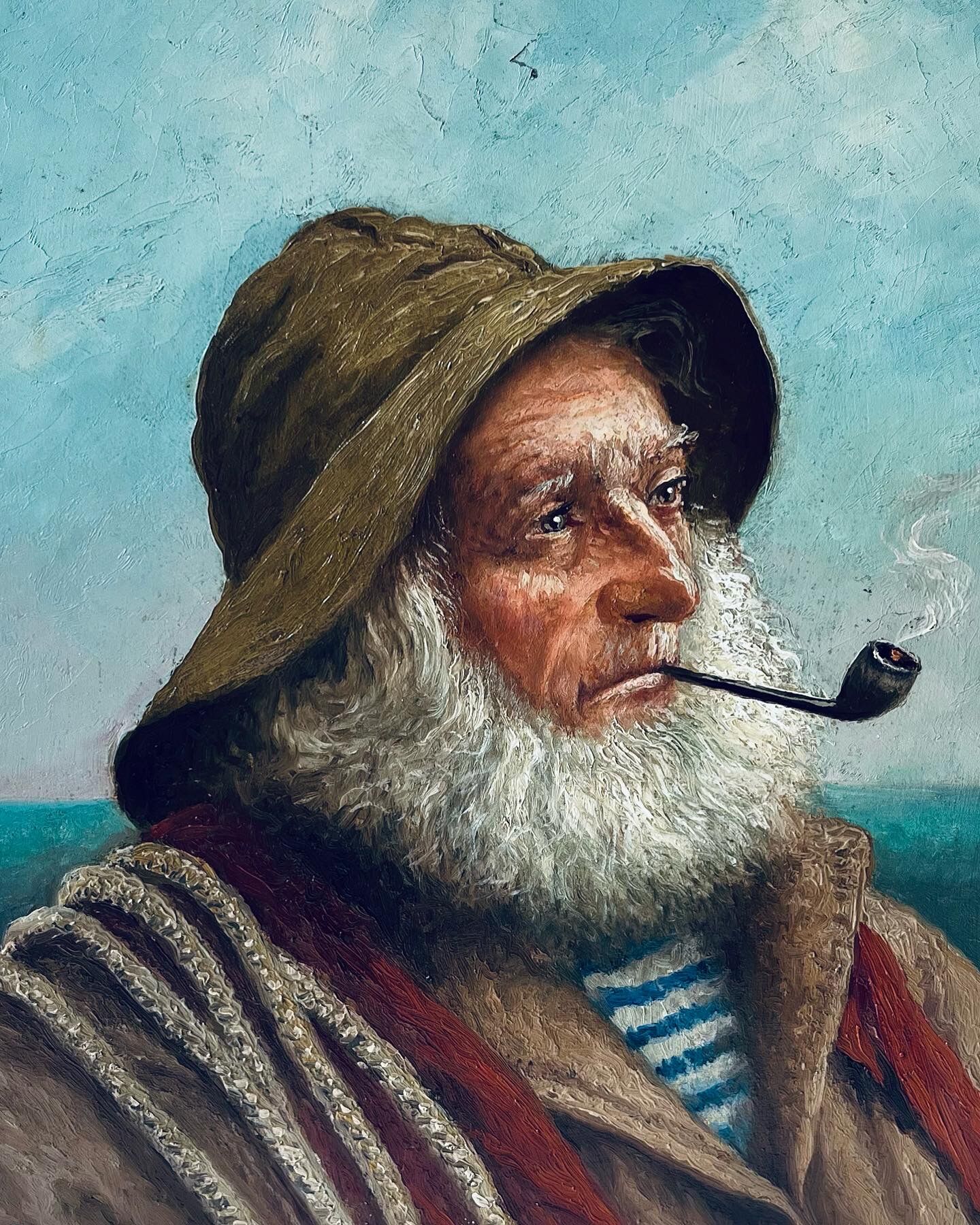 Painting signed E. Baro (Léon Noireaut), pipe sailor